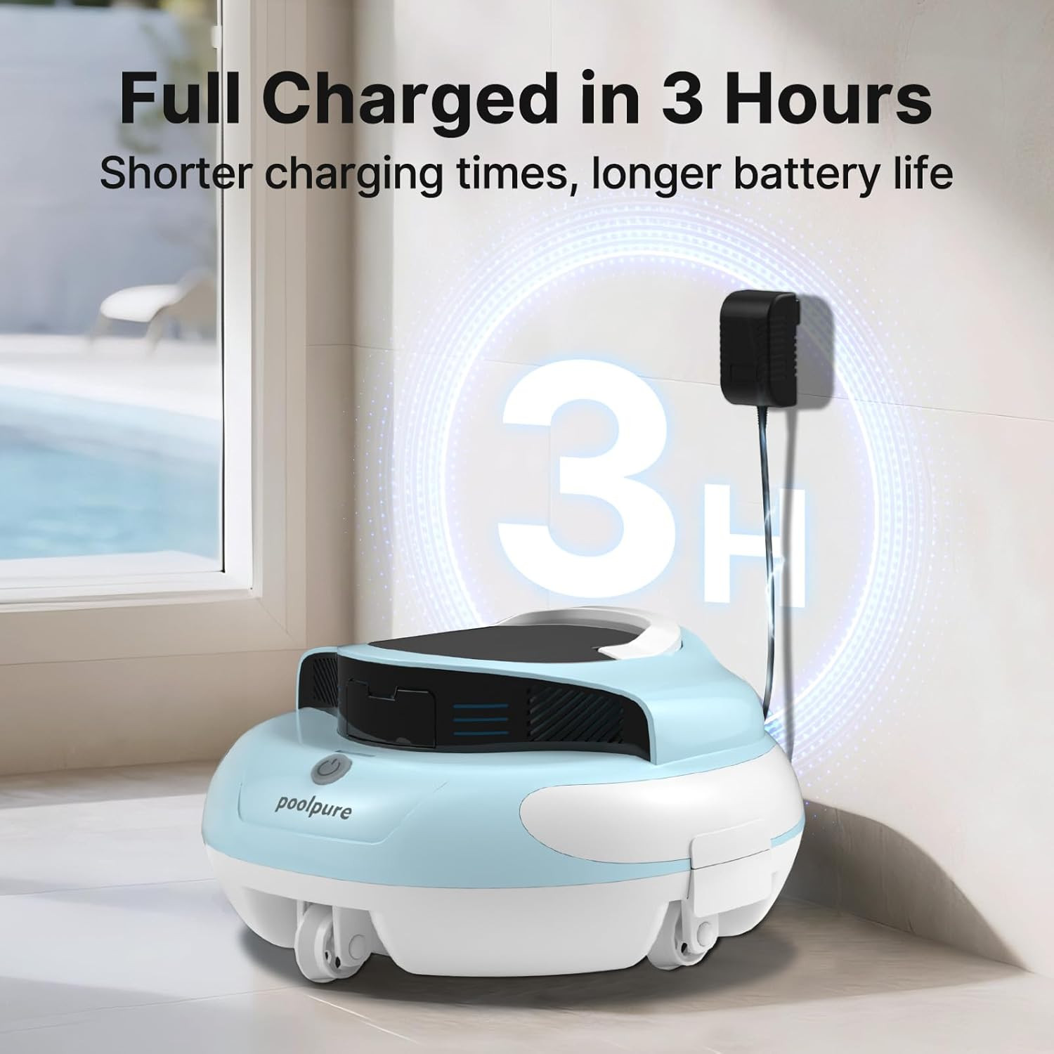 Pool Cleaner, Dual 30W Motors 100-Min Runtime, Multi-Layer Waterproof + Motor Ri
