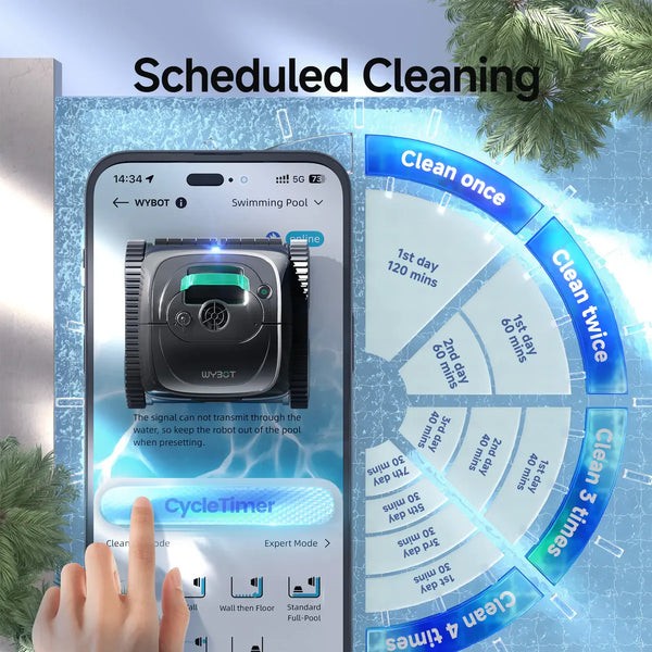 WYBOT C1 Robotic Pool Cleaner with F1 Solar Powered Surface Skimmer Bundle, New