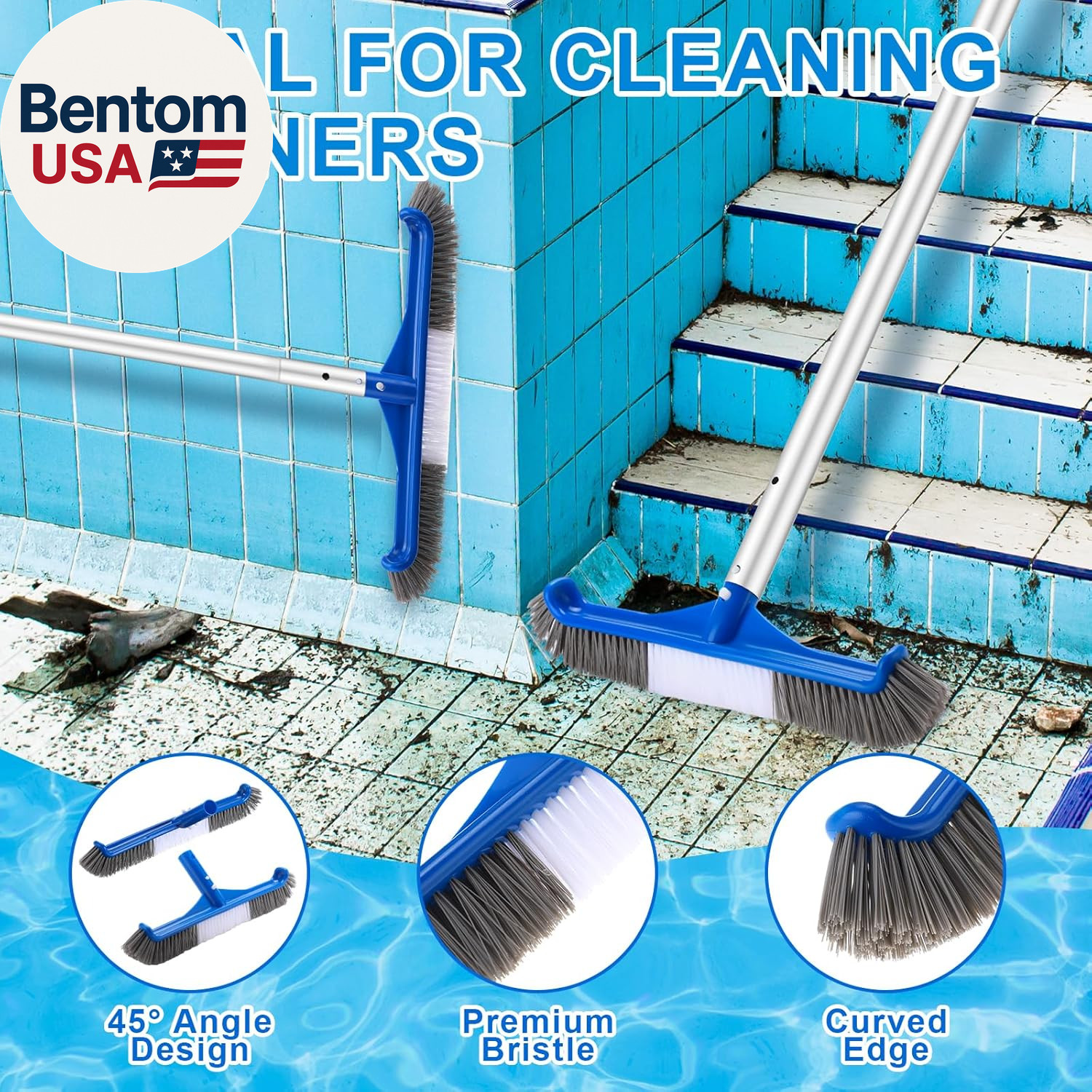 4 Pack Swimming Pool Cleaning Kit Including Pool Cleaning Brush Scrubbing Scouri