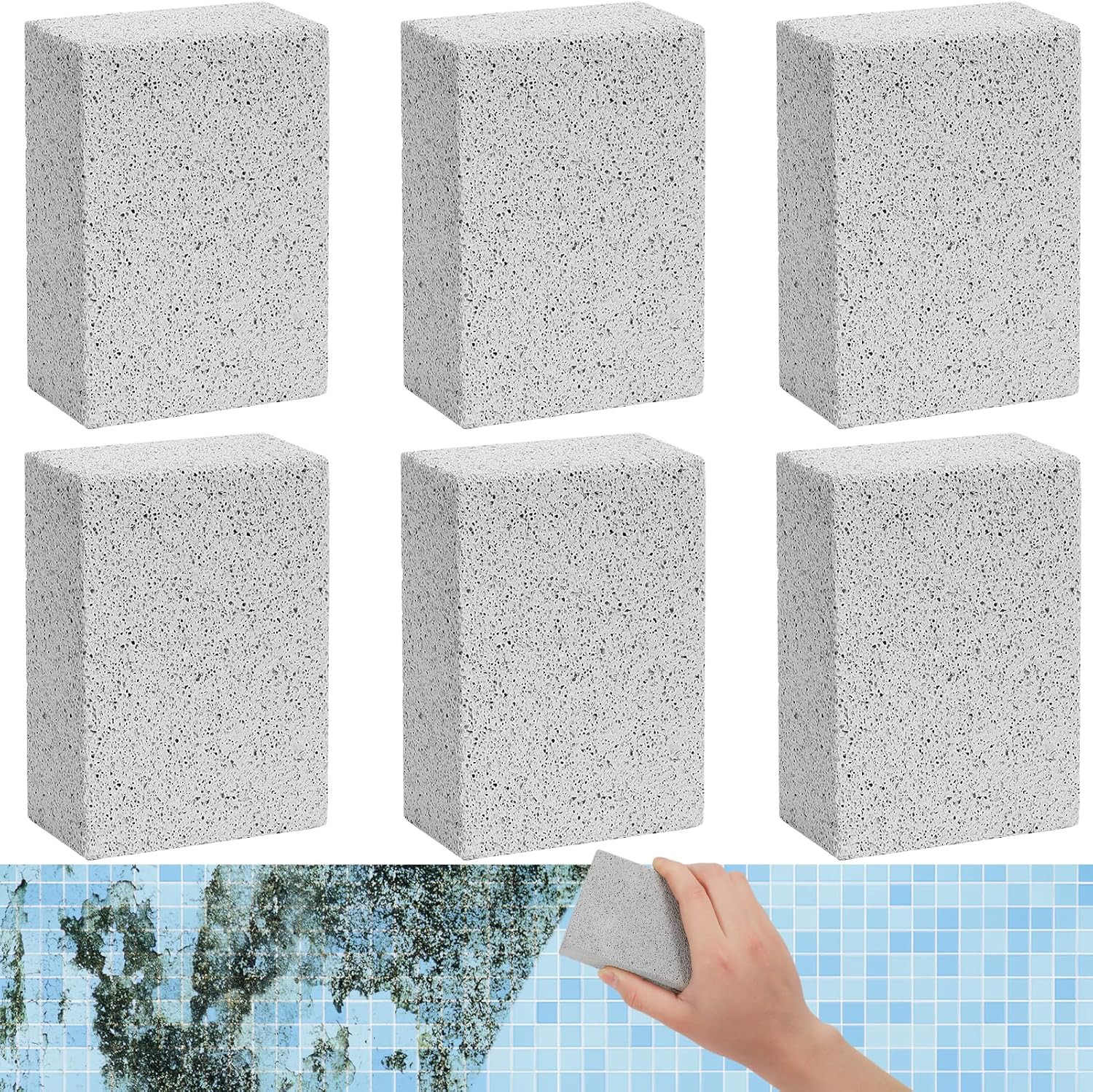6PCS Swimming Pool Pumice Stone for Cleaning Tiles,Stone Cleaning Block,Scour St