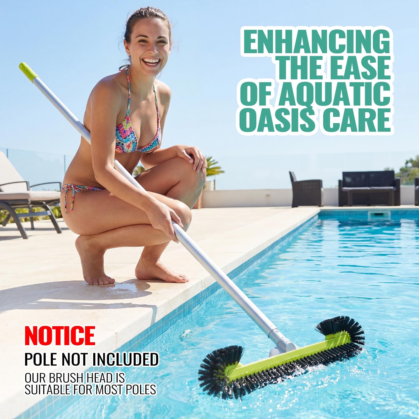 Pool Brush Head for Cleaning Walls with Hemispherical Bristles, Heavy Duty In…