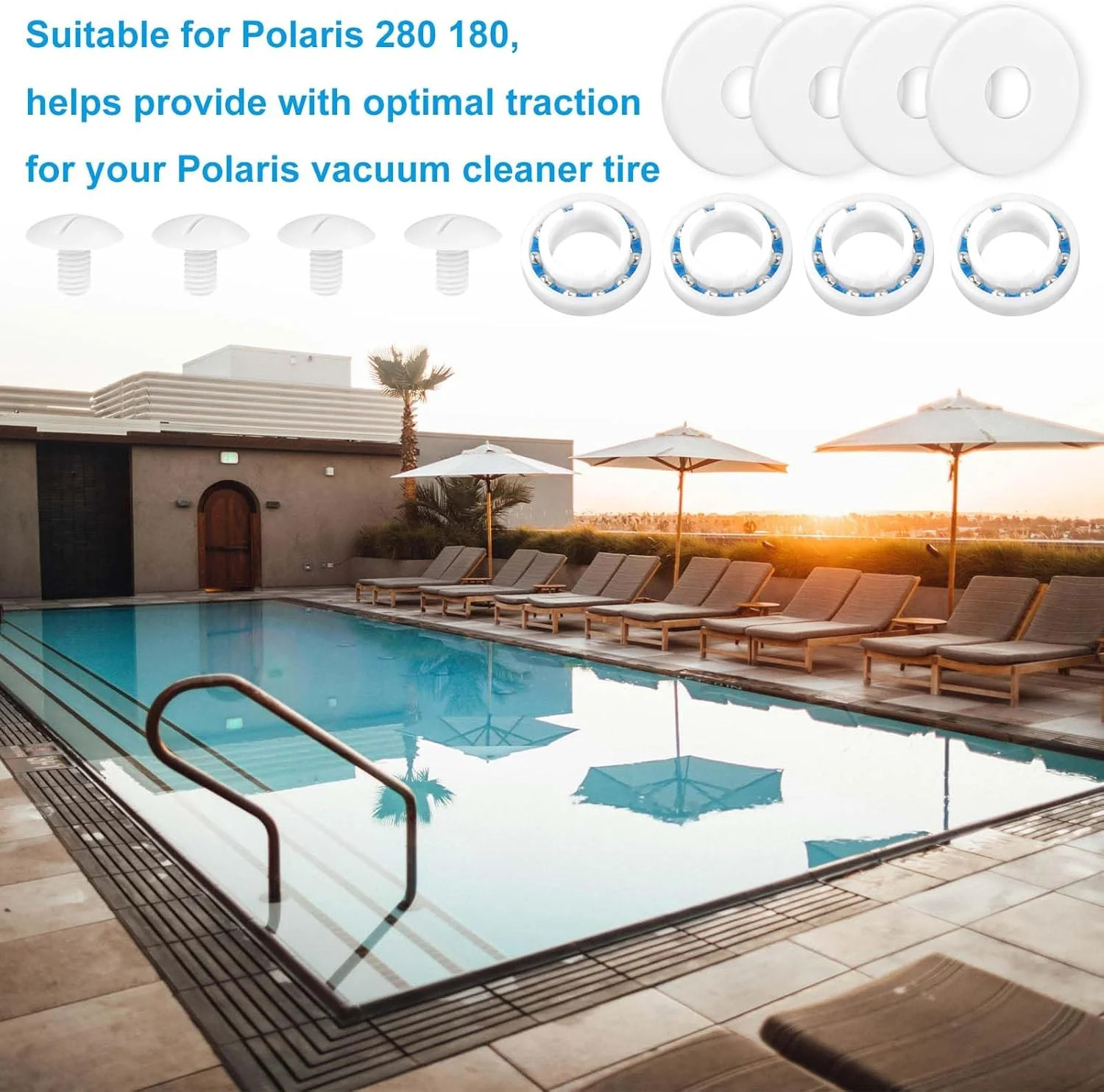 Pool Cleaner Rebuild Kit, Includes 8pcs Wheel Ball Bearings C60, 4 Wheel Screwsl