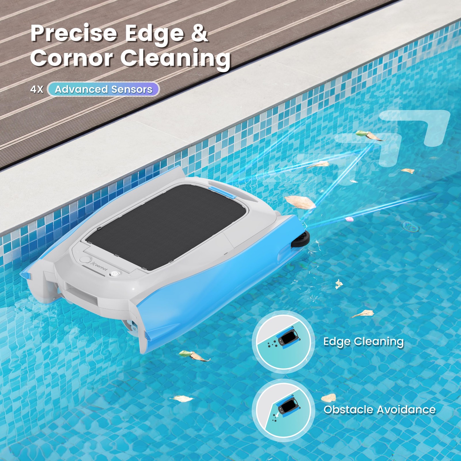Keenhot Solar Powered Robotic Pool Surface Skimmer Cleaner, Automated Pool