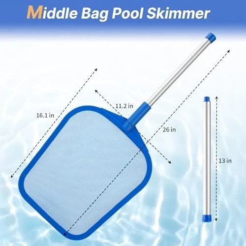 Tavaleu Pool Skimmer, Hot Tub Skimmer Spa Net with Pole, Pool Skimmer With Pole