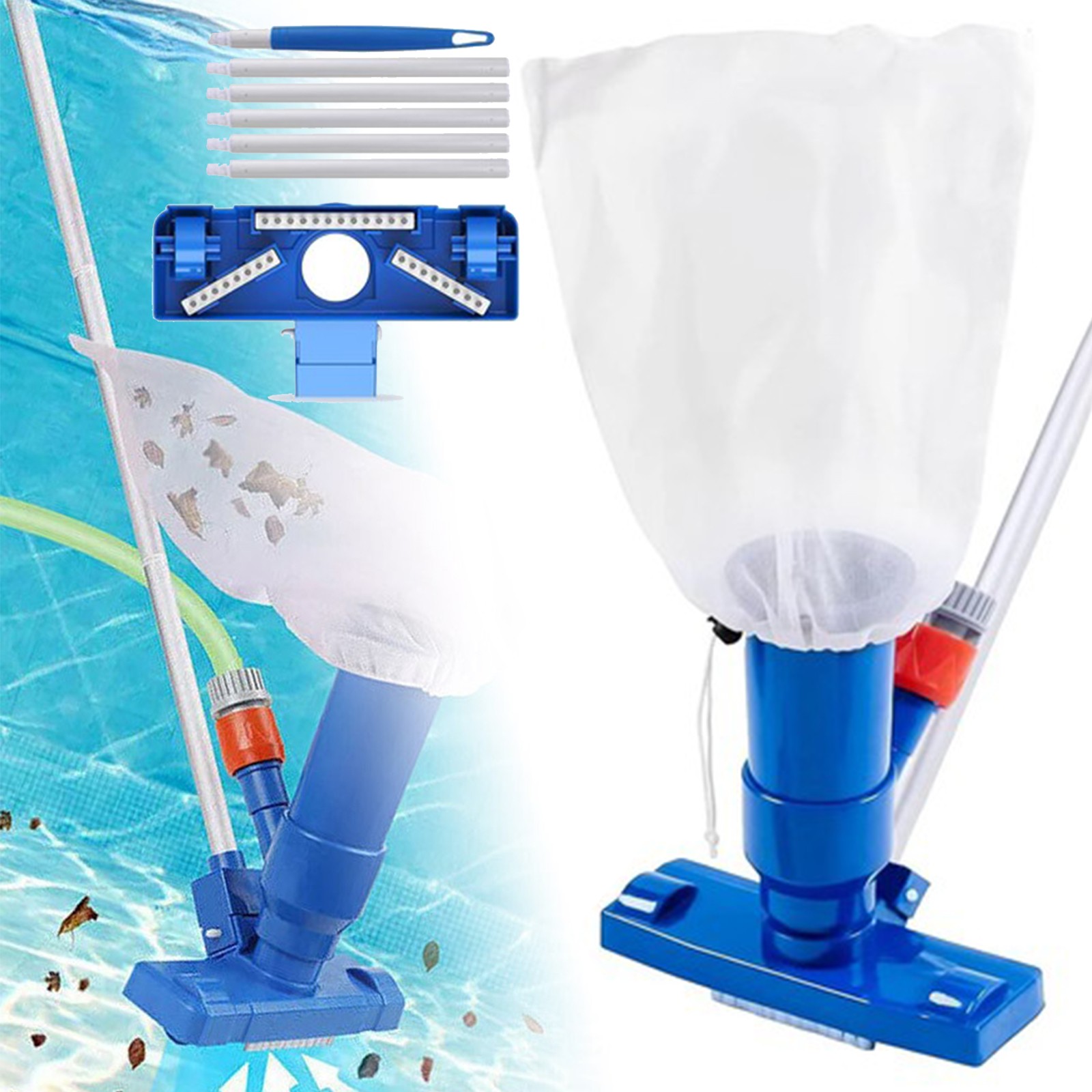 Handheld Vacuum Swimming Pool Jet Cleaner 5Section Pole Ground Spa Pond Fountain