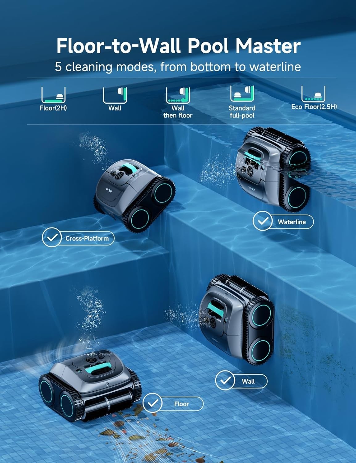 WYBOT C1 Cordless Robotic Pool Cleaner w/ App Support