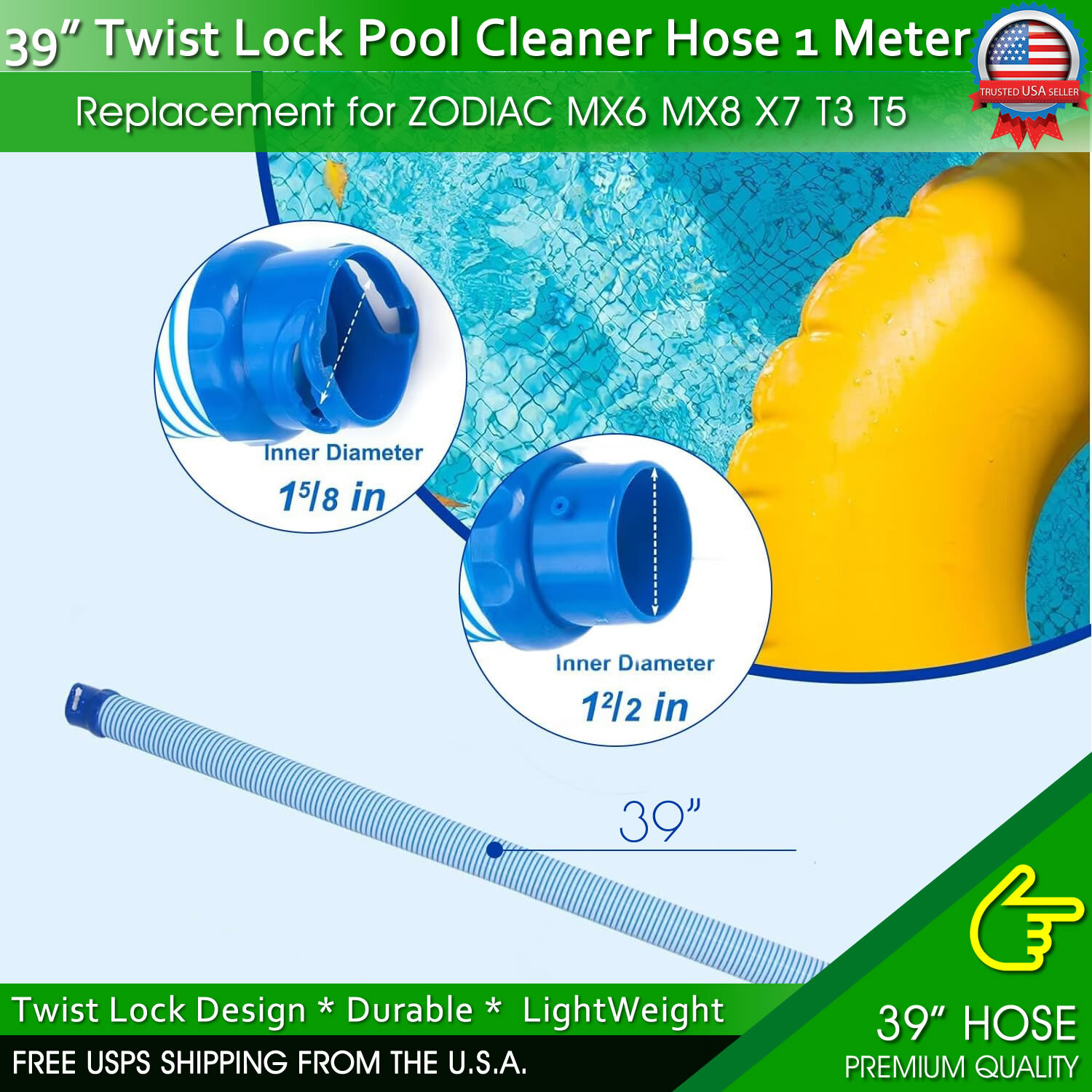 Replacement Pool Cleaner Hose Twist Lock For Zodiac MX6 MX8 X7 T3 T5 Baracuda