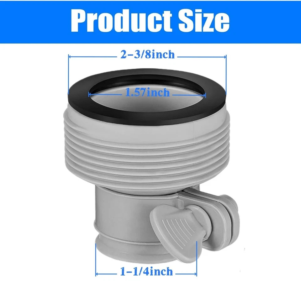 2 Packs Pool Hose Adapter Connector 1.5 inches, 1.25 Adapter-B