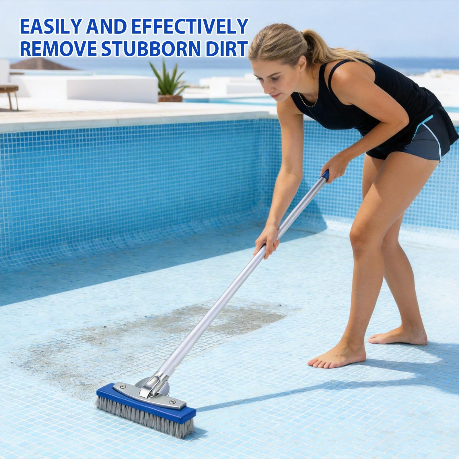 5-Inch Pool Brush Head – Combo Nylon & Stainless Steel Wire Bristles, Heavy D…