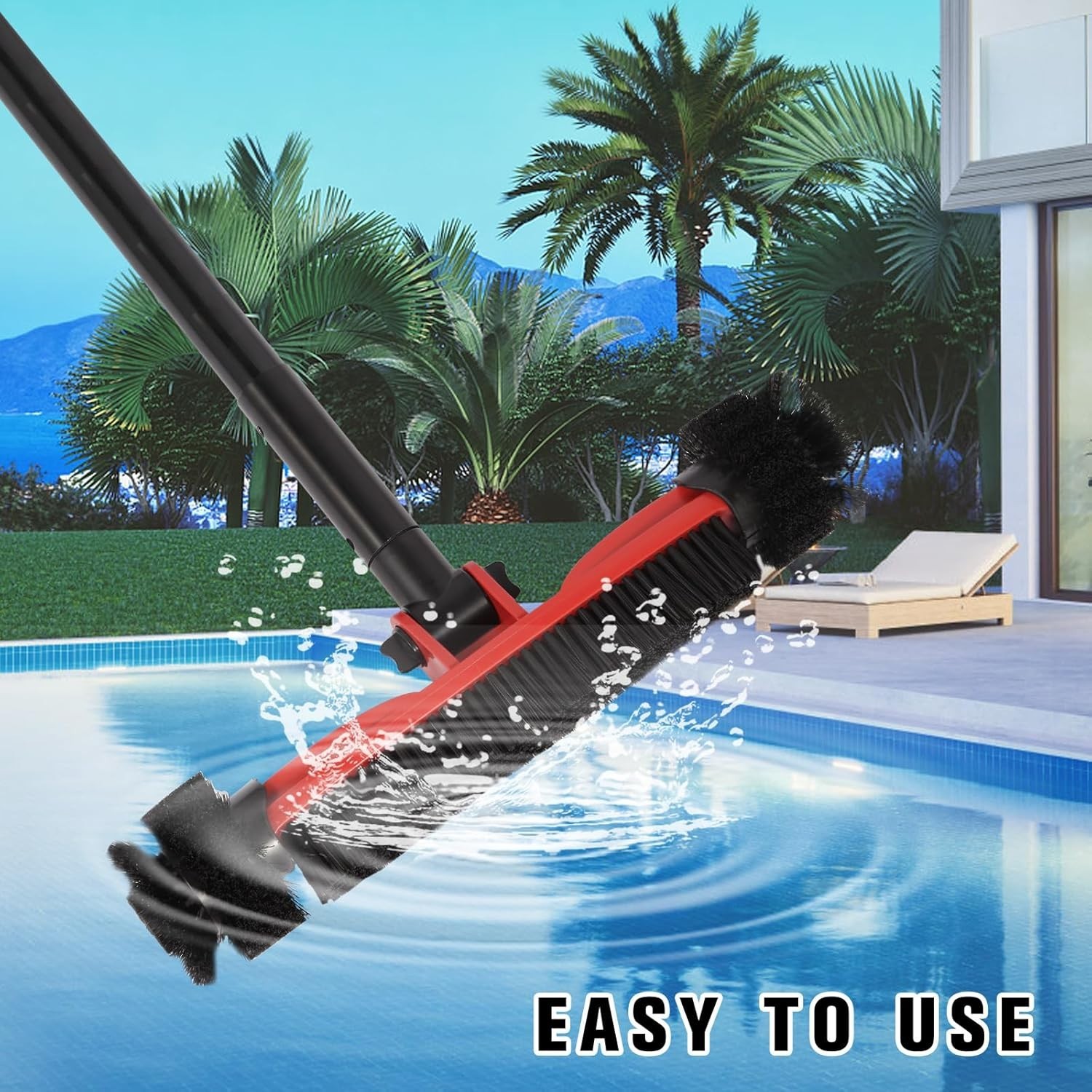 Pool Brush Head with Round Ends, Heavy Duty Pool Brushes for Cleaning Pool Wa…