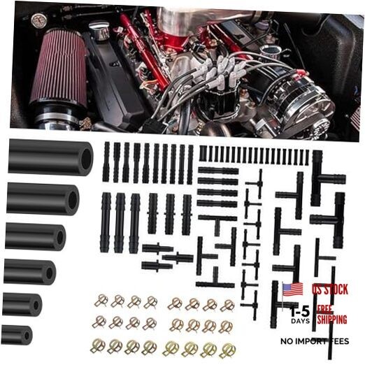 6PCS 5Ft Silicone Vacuum Hose Automotive Set – Vacuum Lines Kit – Black