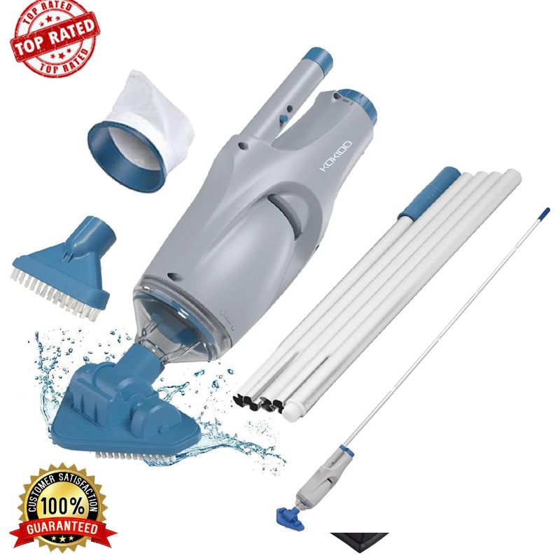 Rechargeable Cordless Handheld Pool Vacuum W/ Adjustable Pole & Brush Heads New