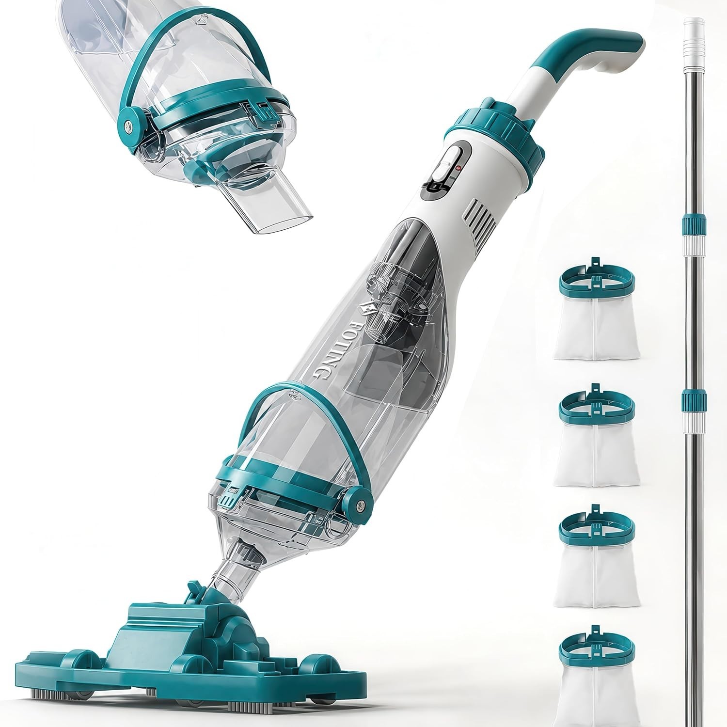 Efficient Cordless Hot Tub Vacuum with Waterproof Design & Extendable Pole