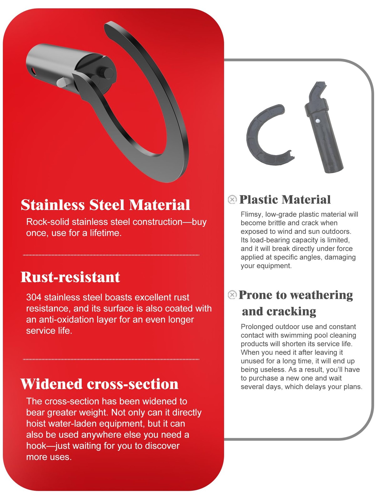 Stainless Steel Hook for Robotic Pool Cleaners Durable Replacement Part
