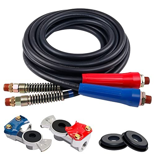 Air Line Hose Assembly, 12FT Rubber Air Hose With Grip, 12FT Air Brake Hose