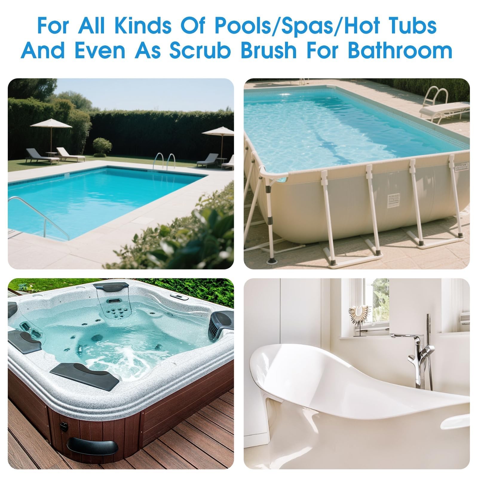 Small Pool Brush for Narrow Corners, Stiff Bristles for Above/Inground Pools