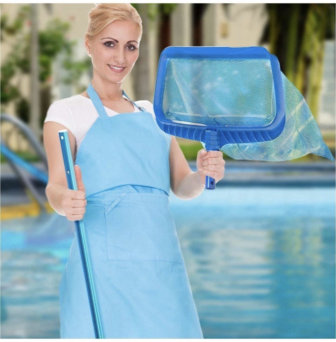 2 Pack-Pool Skimmer Net Heavy Duty Leaf Rake Fine Mesh Net Bag Catcher