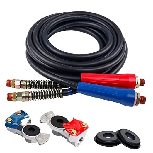 Air Line Hose Assembly, 12FT Rubber Air Hose With Grip, 12FT Air Brake Hose