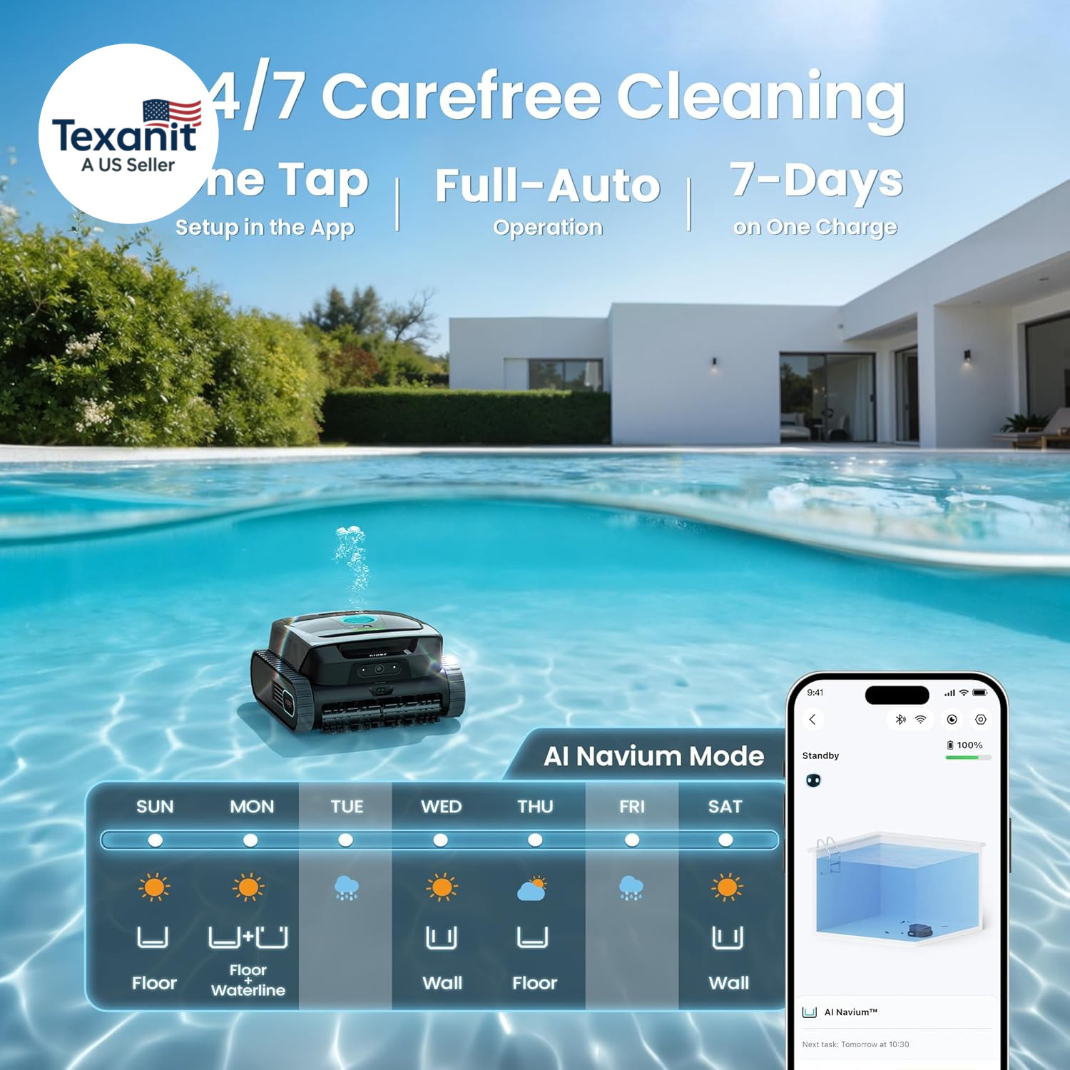 Scuba V3 AI Vision Cordless Robotic Pool Cleaner, 10X Faster Pool Cleaning with