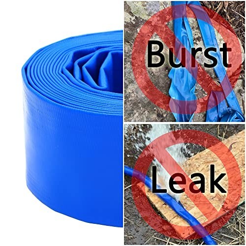 Heavy Duty 2.5&Prime; x 25ft Backwash Hose – Reinforced PVC Lay Flat Water Discharge f