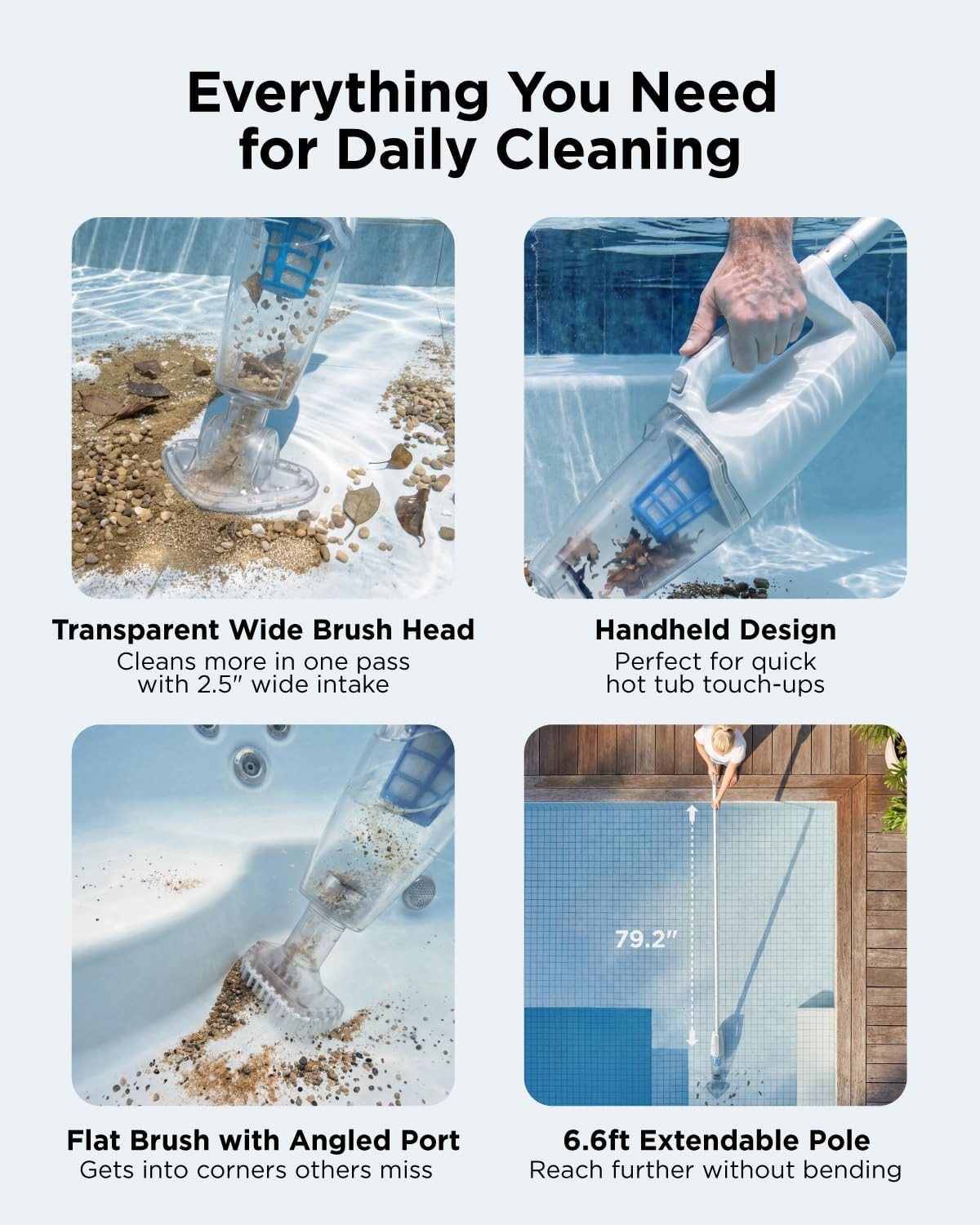 2-In-1 Cordless Handheld Pool Vacuum & Hot Tub Cleaner, Swap-On Replaceable Batt