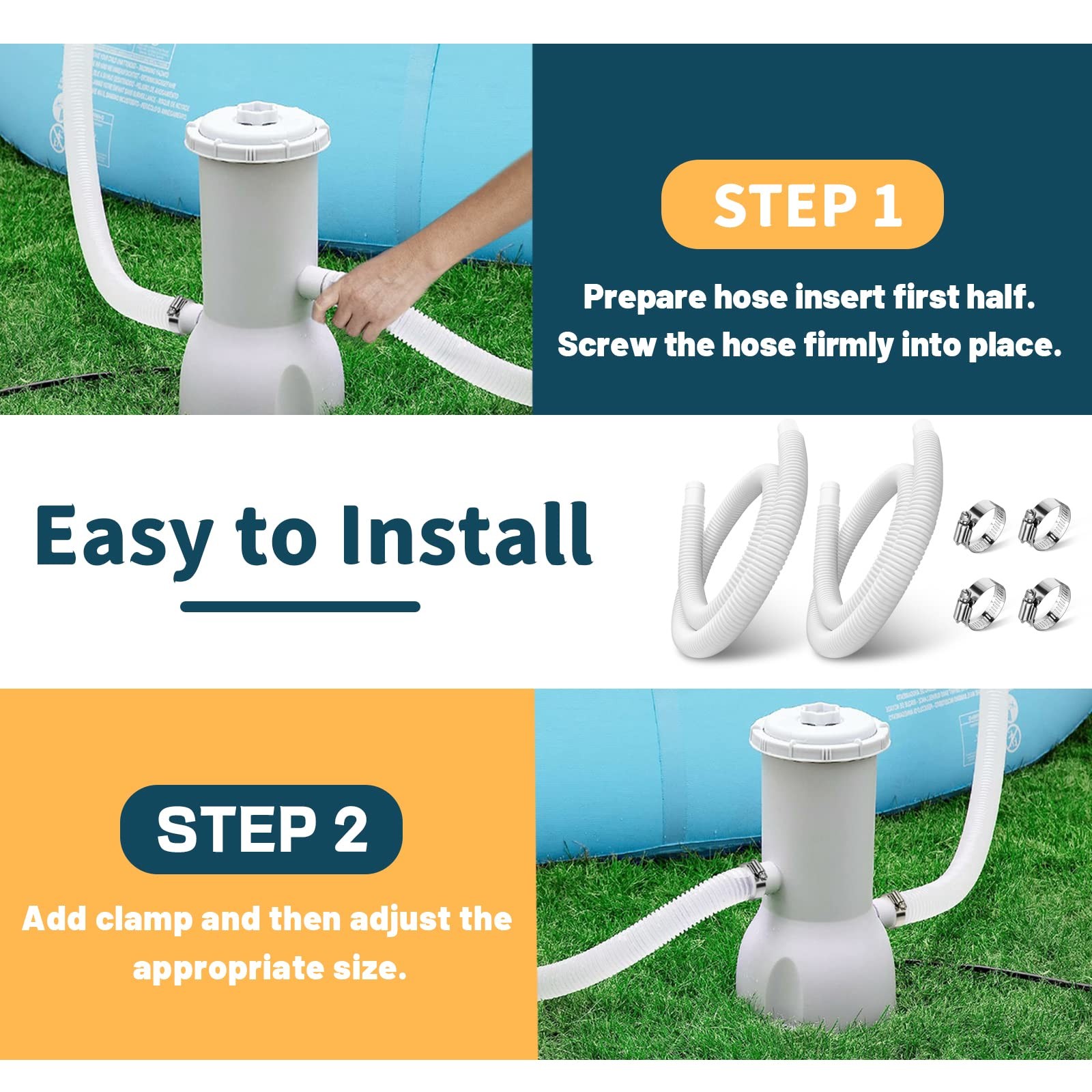 Alocs 1.25 Pool Hose Replacement For Intex Pump – 59 Long Hose For Intex Filter