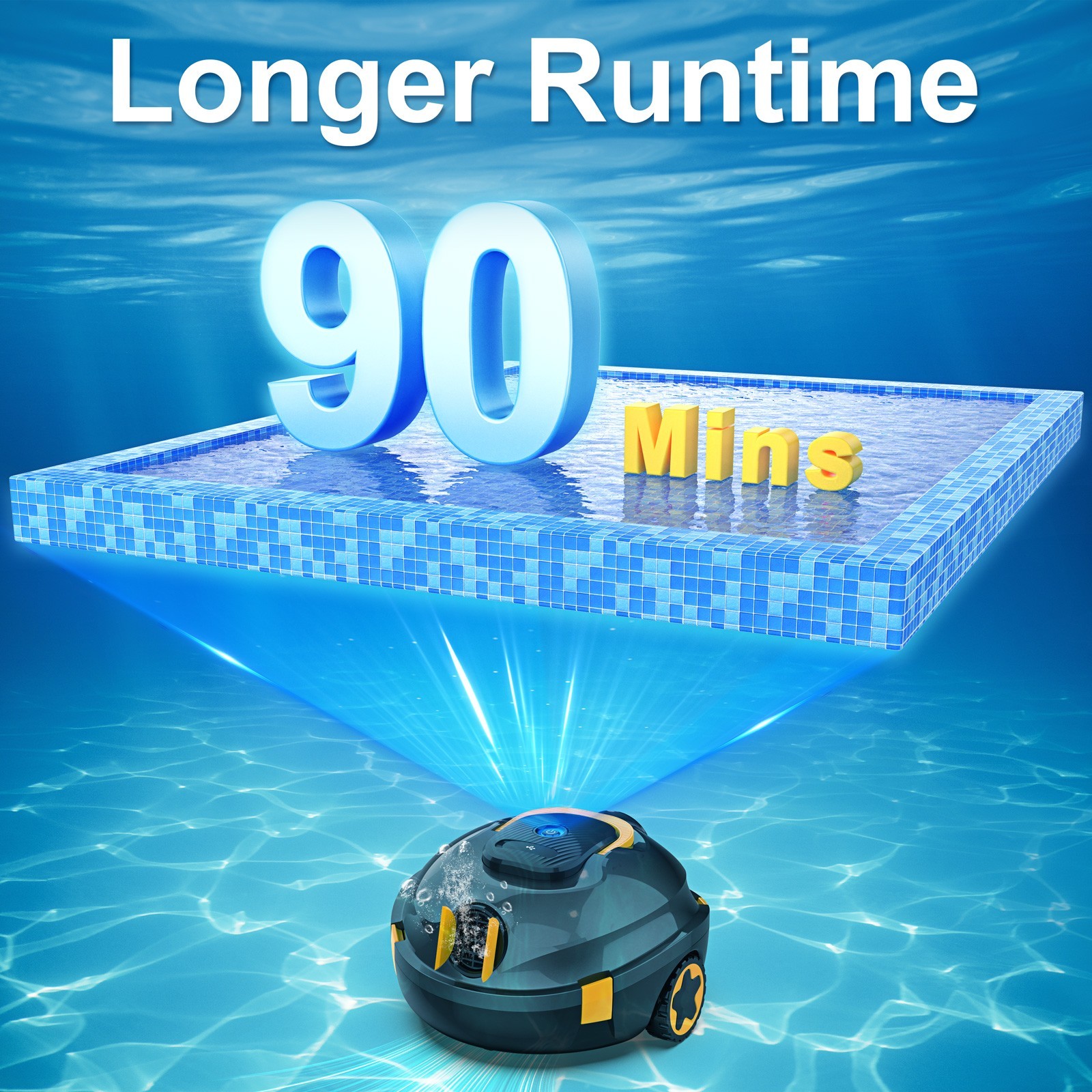 Smart Robotic Pool Cleaner with A Plastic Salvage Hook for Inground & Above pool
