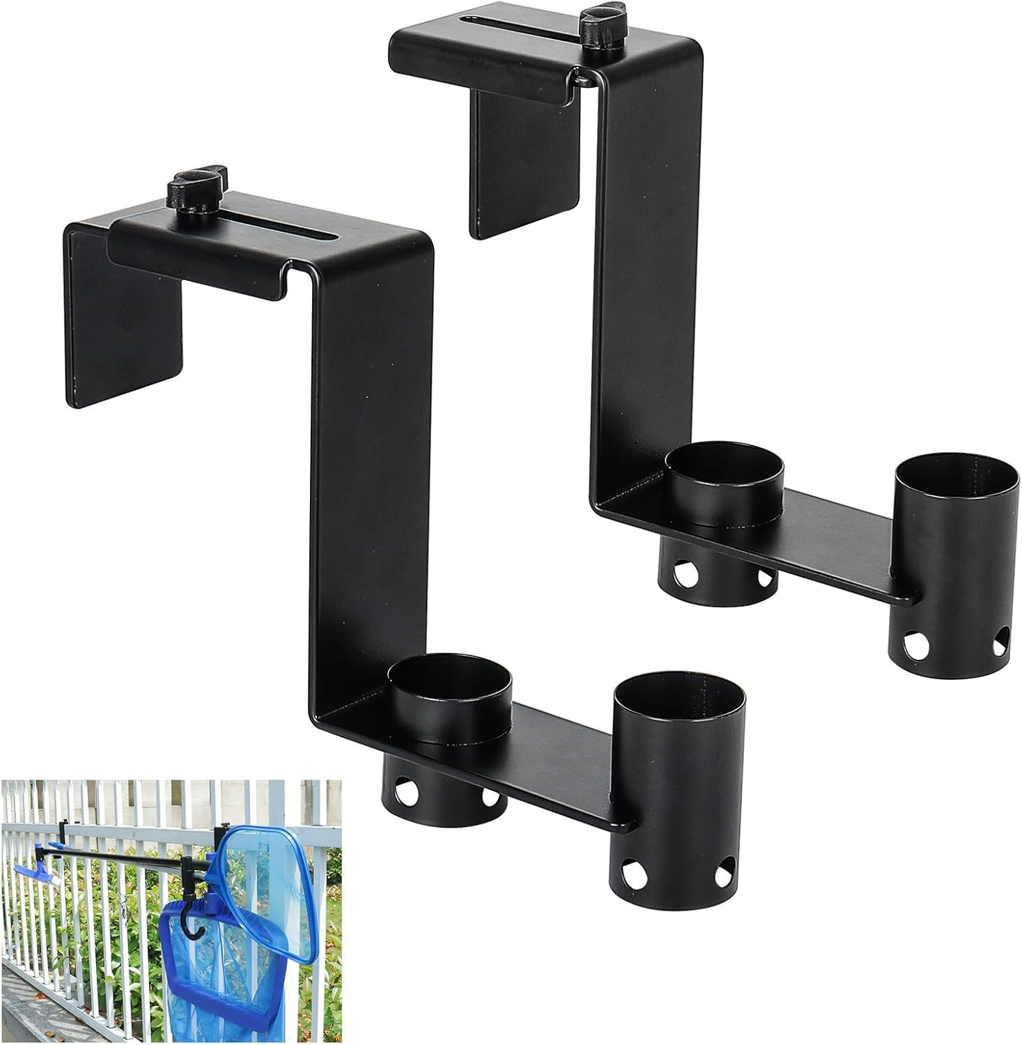 2 Pcs Pool Fence Hooks, Pool Tool Organizer, for Hanging Pool Cleaning Accessori