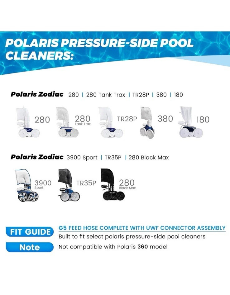2025 NEW G5 Pool Cleaner Feed Hose with UWF & Float by puxyblue Fit for Zodiac P
