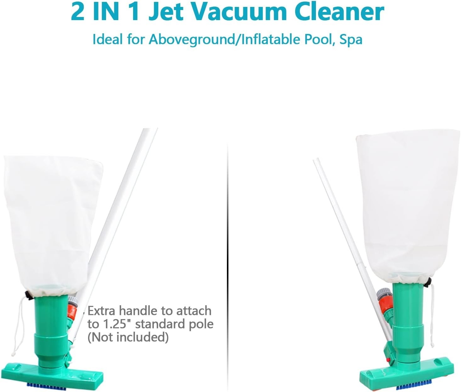 Compact Pool Spa Jet Vacuum with 56.5&Prime; Telescopic Pole – Powerful Debris Removal