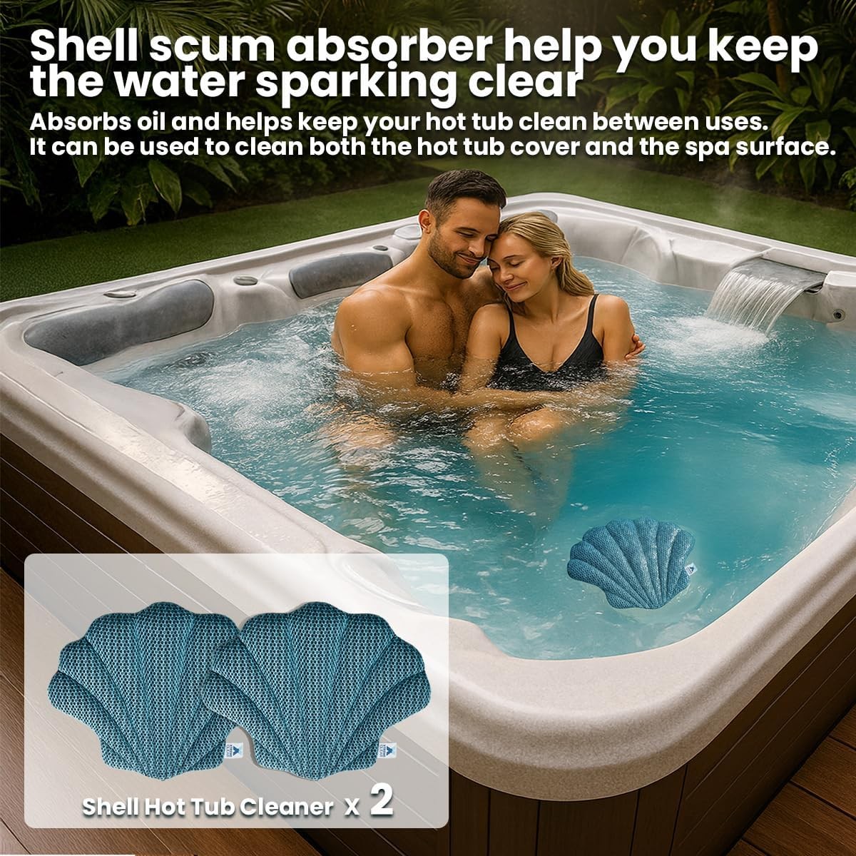 2-Pack Scum Floating Sponge for Hot Tub Spa Absorbing Clean Large, Seashell