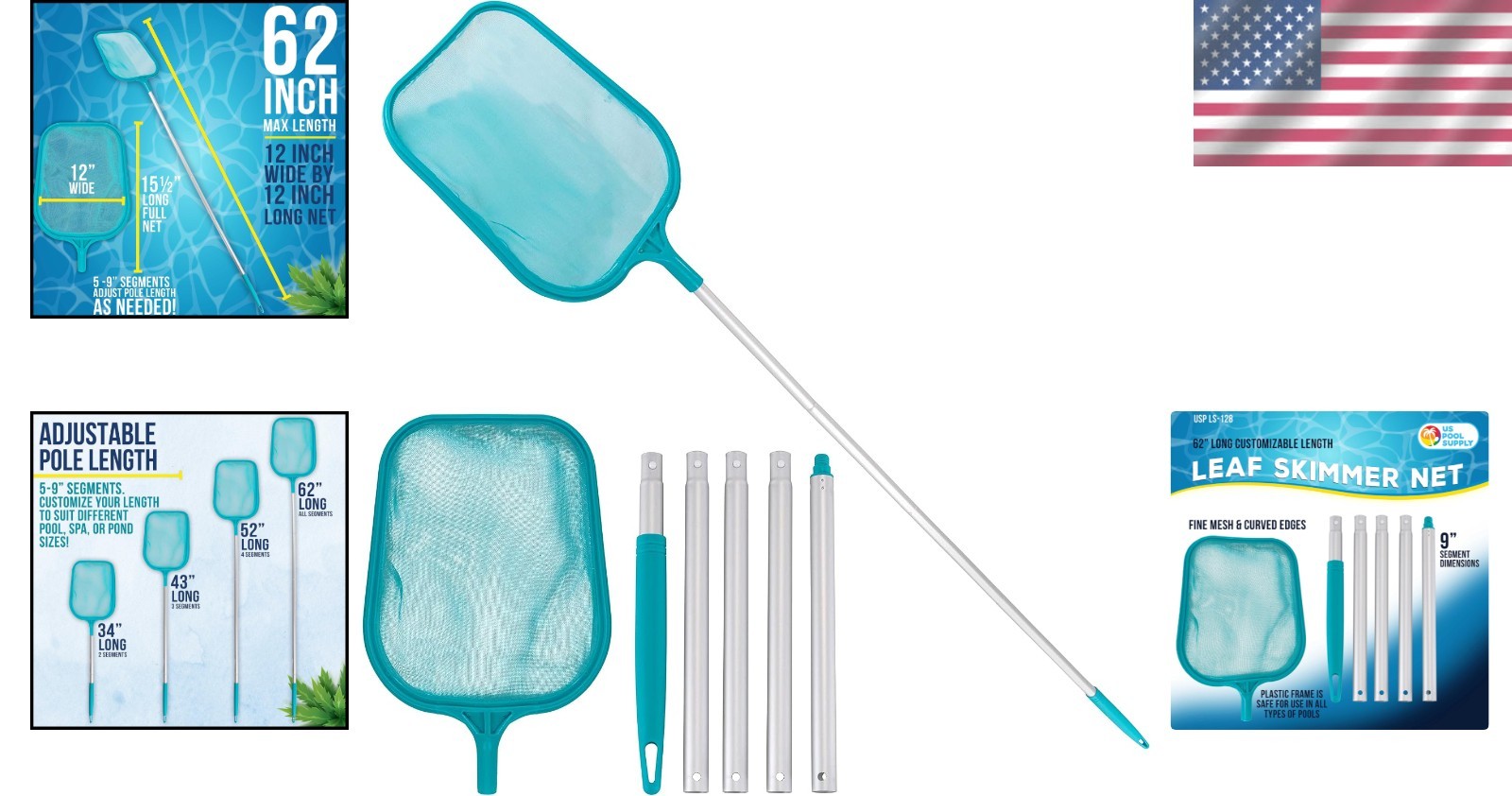 Customizable 5&prime; Pool Skimmer Net with Durable Fine Mesh for Hassle-Free Cleaning