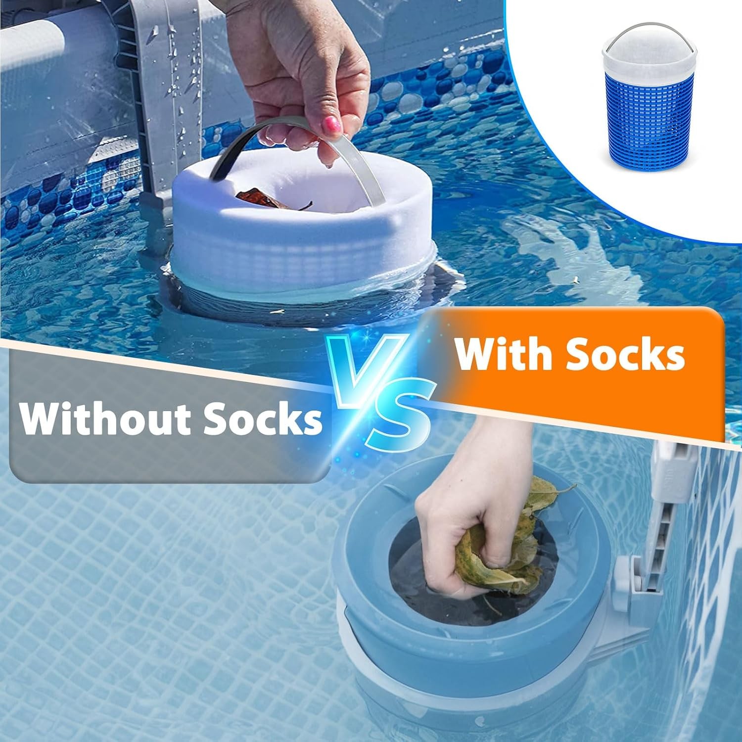 Ground Pool Skimmer with 10-Pack Skimmer Socks, Wall Mount Surface Skimmer for I