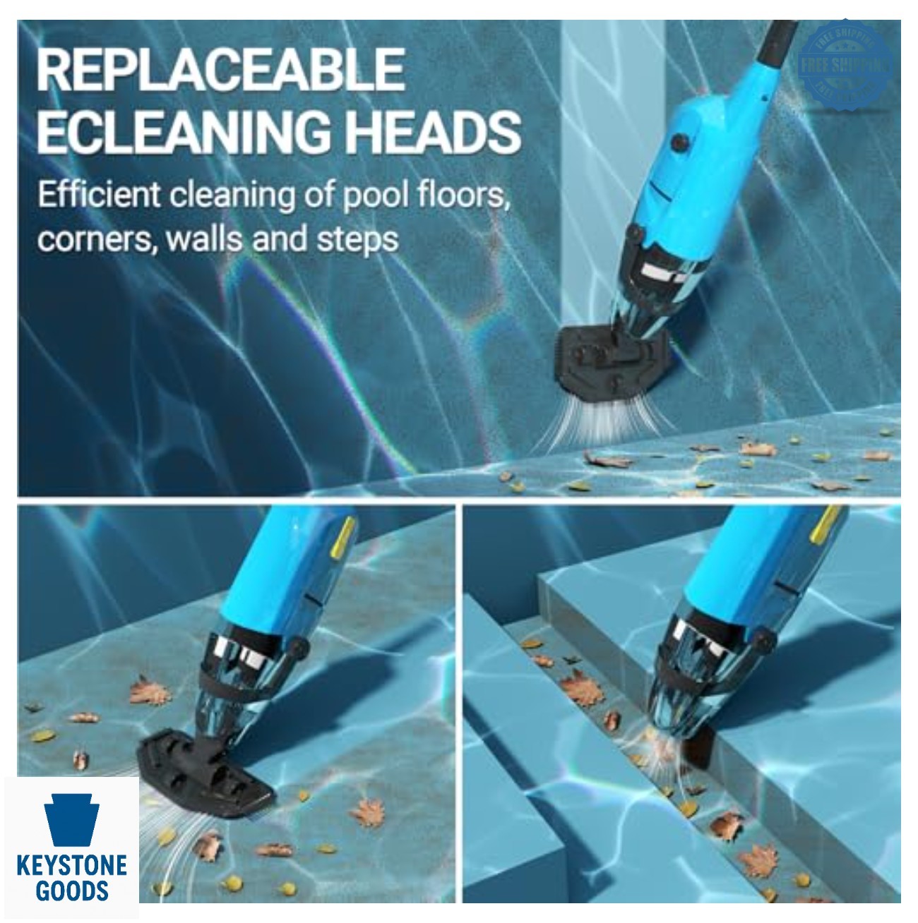 Cordless Handheld Pool Vacuum 18GPM Suction 87 Inch Pole 60 Mins Runtime