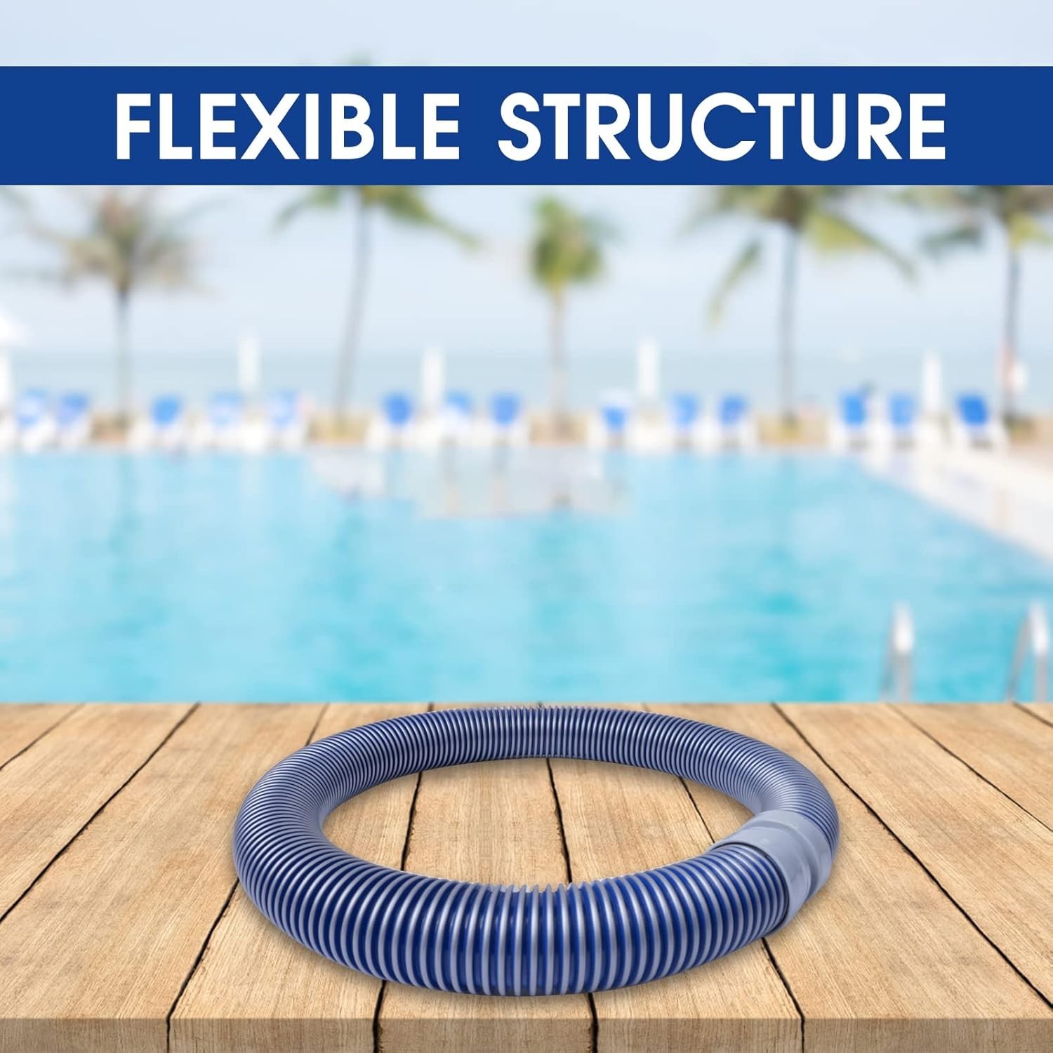 Automatic Pool Cleaner Hose 8 Pieces Flexible 26 Feet Gray Blue Polypropylene