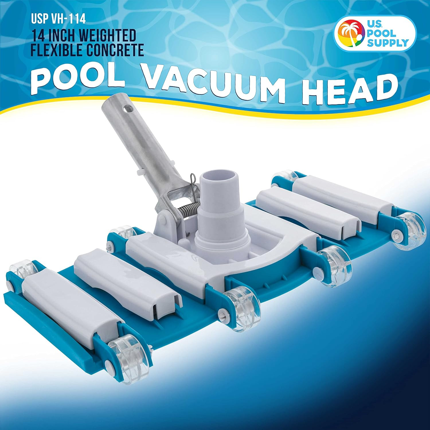 14&Prime; Manual Pool Vacuum Head for Inground Pools, Flexible, Weighted – 6 Weights,