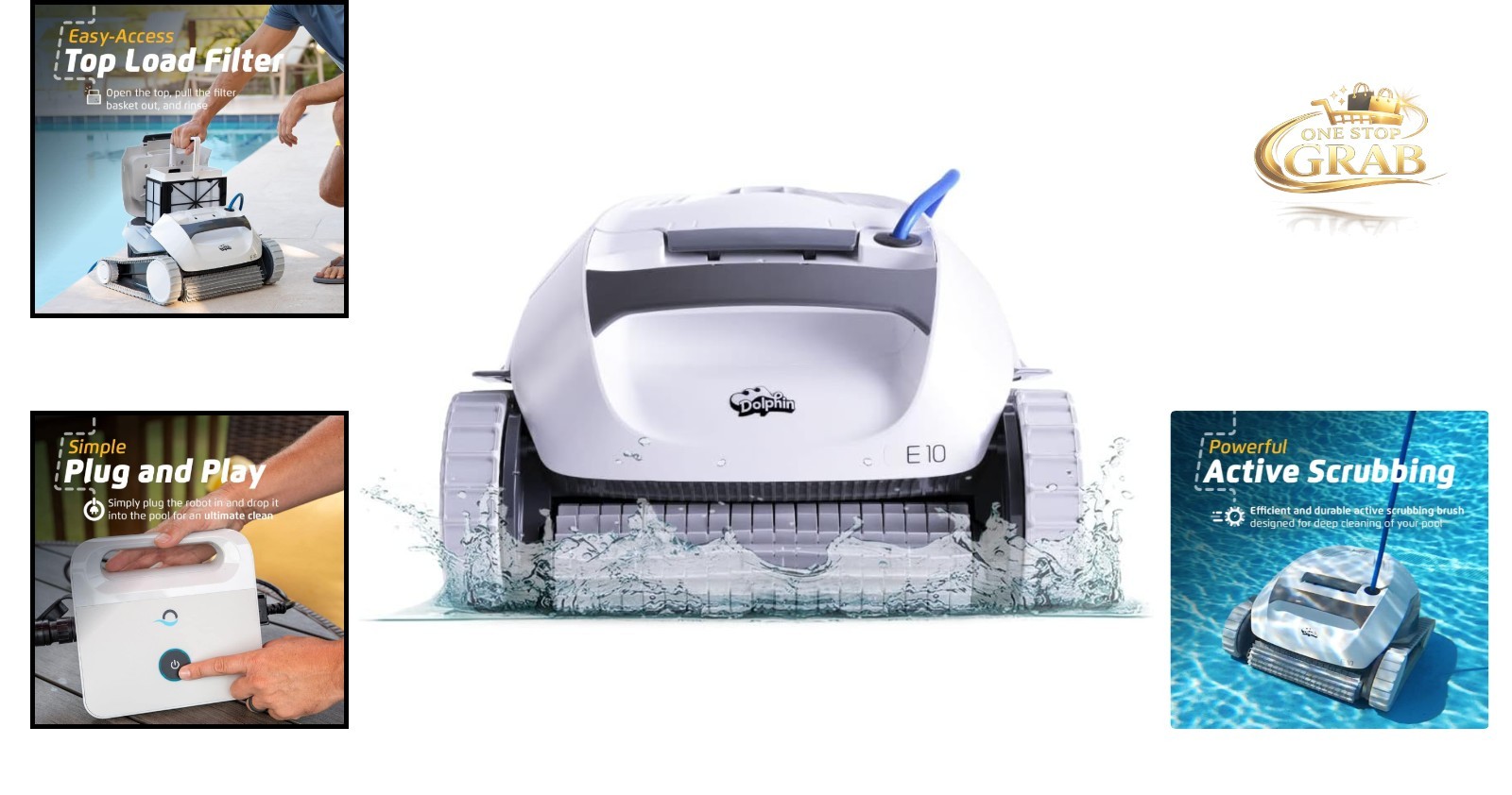 2026 E10 Robotic Pool Cleaner Active Scrubber Top Load Filter Above-Ground Pools