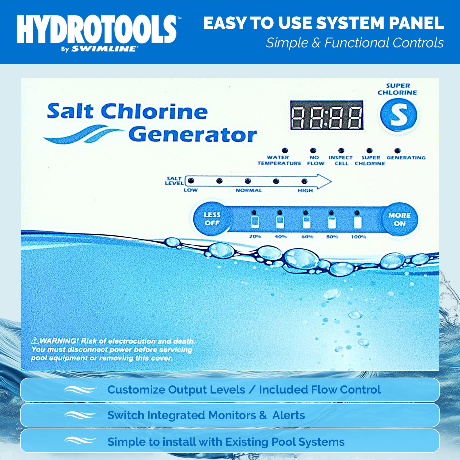 Swimline 87615 Salt Water Chlorine Generator System, 15K Gallon Swimming Pools