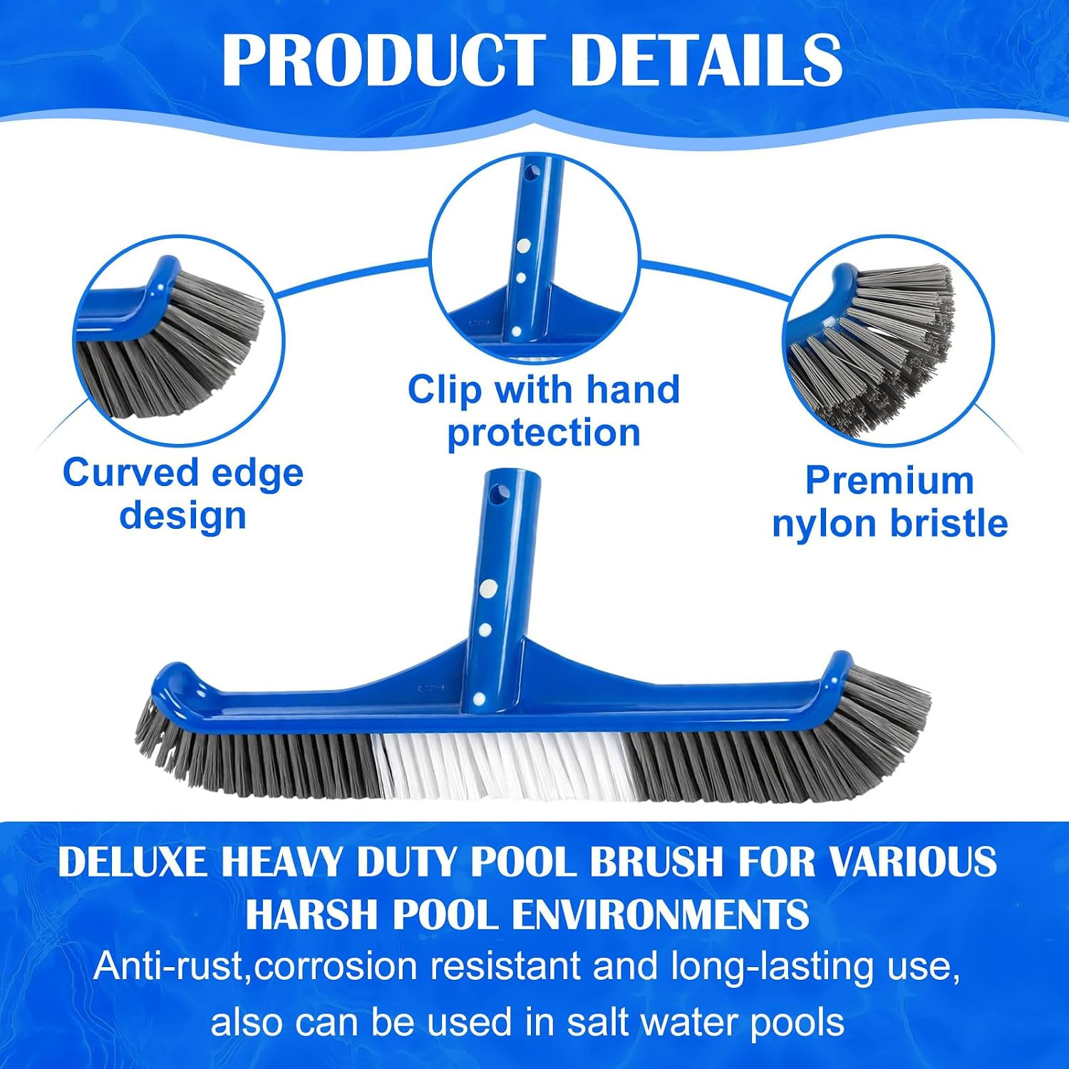 3-Piece Pool Cleaning Kit with Vacuum Head, Brushes, and Skimmer Net