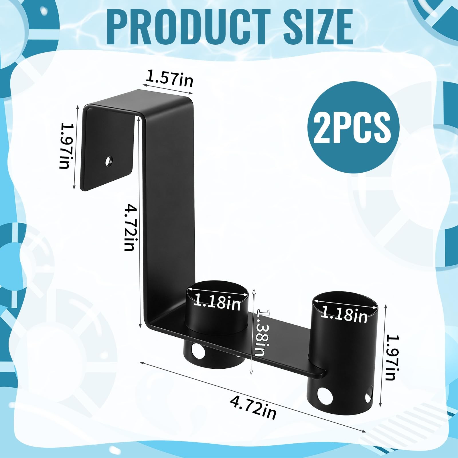 2 Pcs Pool Fence Hooks Adjustable Metal Hangers for Organizing Pool Pole Leaf…