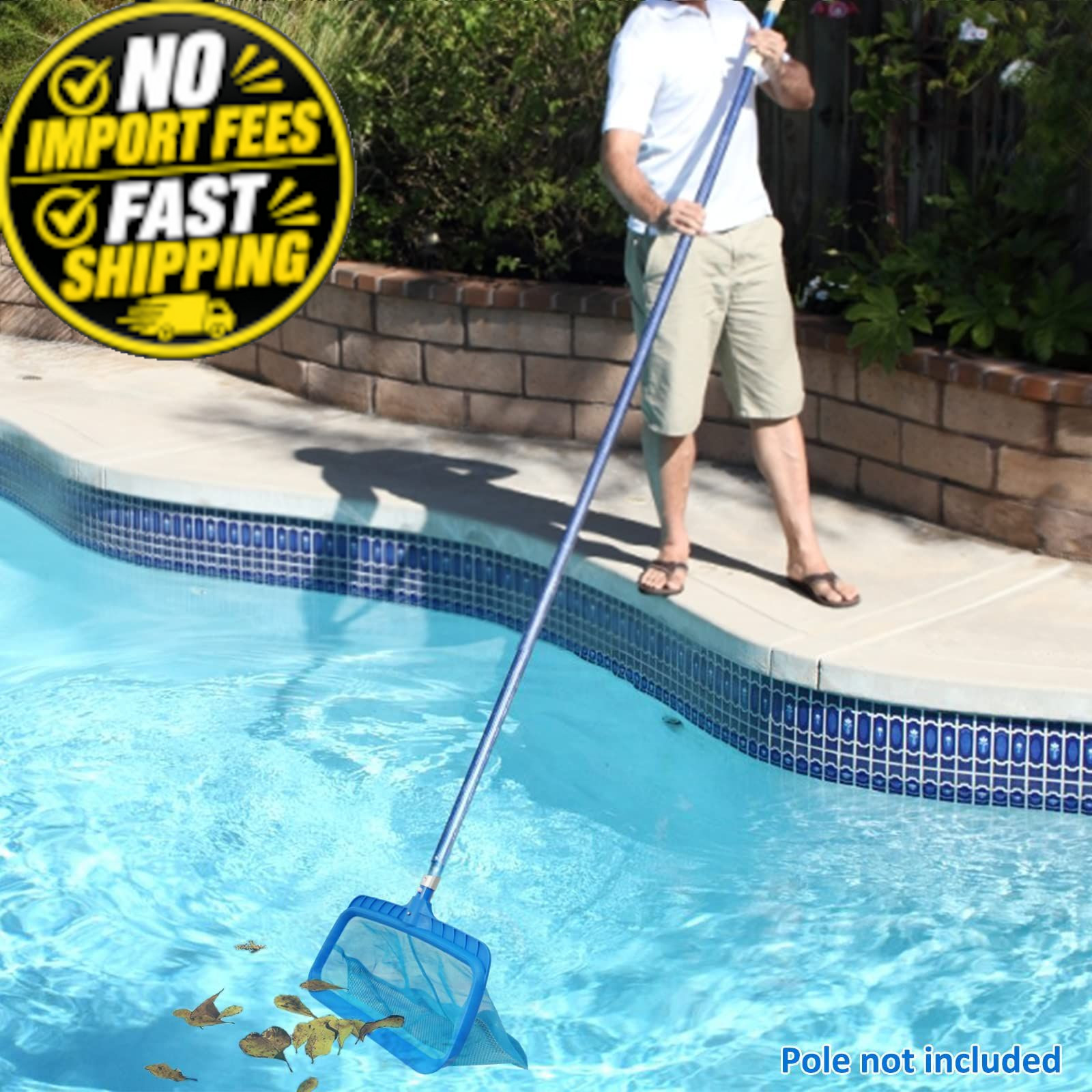 Poolvio Swimming Pool Skimmer Net, Fine Mesh Plastic Double Layer Rake