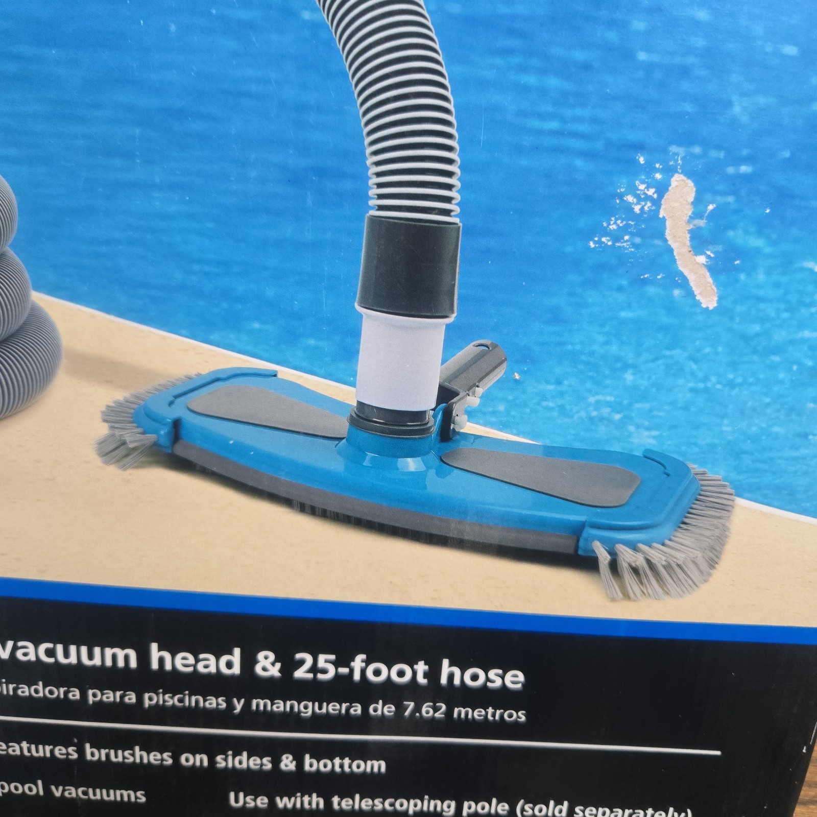 Mainstays Pool Vacuum Kit 2-Piece 25ft UVResistant Hose+Swivel Head 14.4 In W 9.