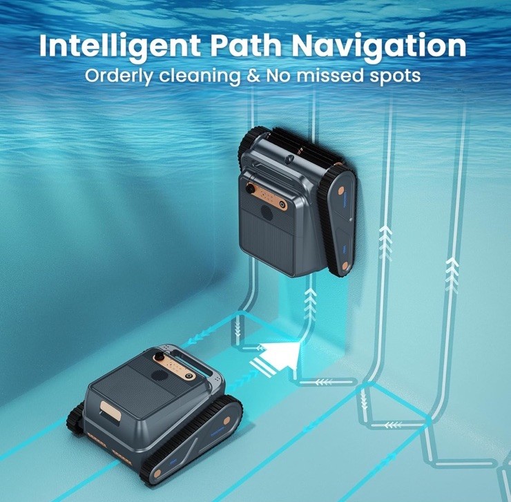 EZIOOV U8 Cordless Robotic Pool Cleaner Vacuum In and Above Ground -DARK GREY