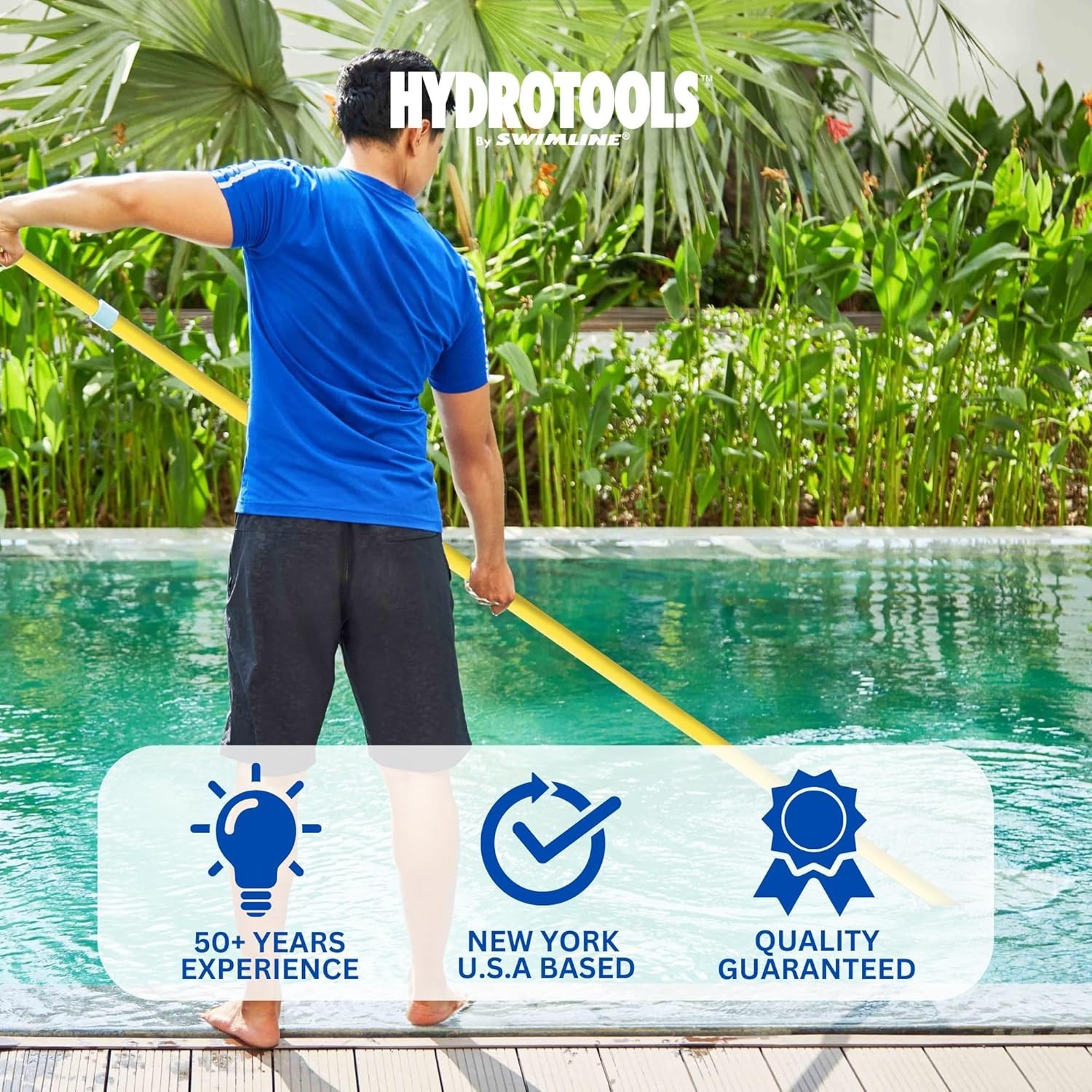 HydroTools Fiberglass Telescopic Pool Pole 8-16ft Adjustable for Skimming & C…