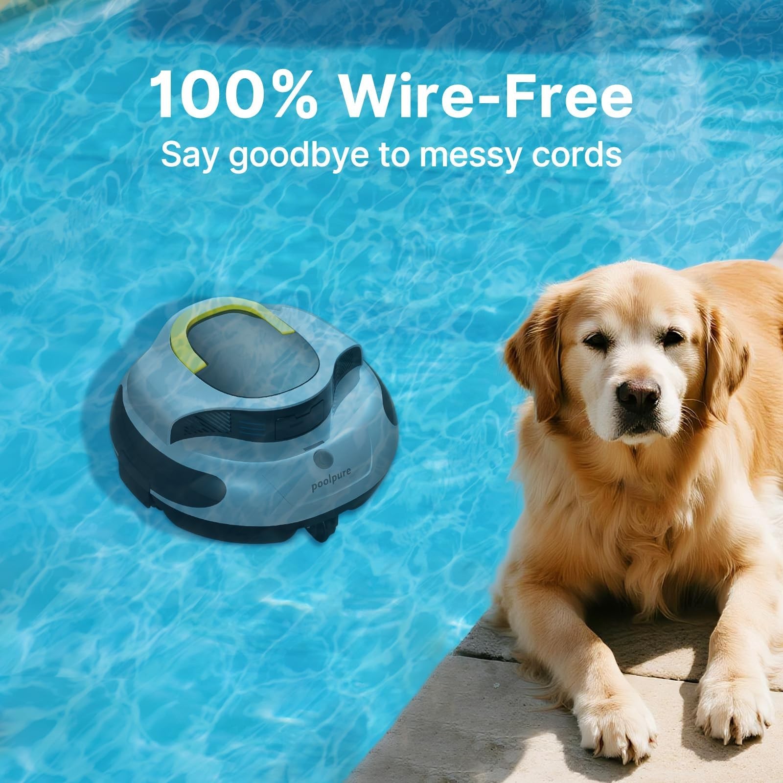 Cordless Robotic Pool Cleaner with Dual 30W Motors, 5000mAh Battery, 120 Minutes