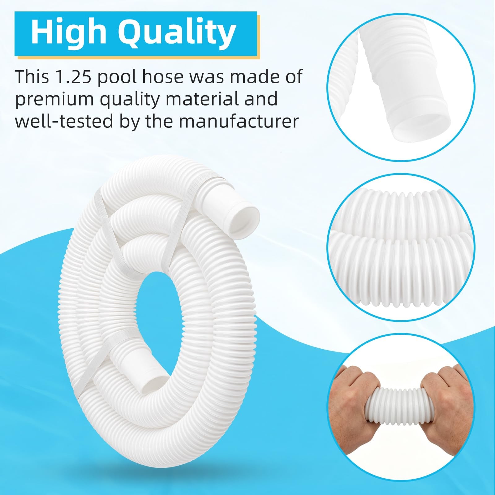Above Ground Pools&rsquo;s Pool Pump Hose, 2 Pack 1.25&Prime; Diameter Filter White