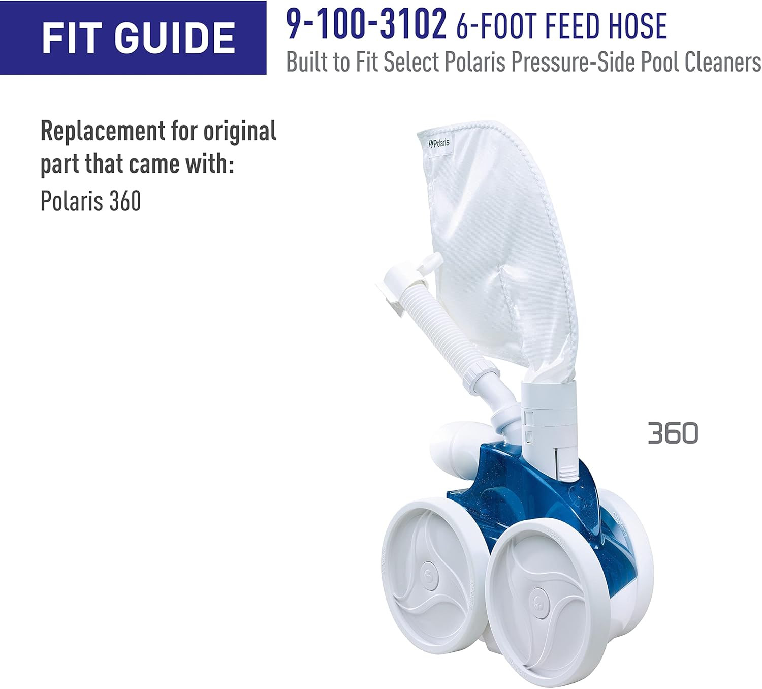 Genuine Parts 9-100-3102 6Ft Feed Hose for 360 Pressure-Side Pool Cleaner