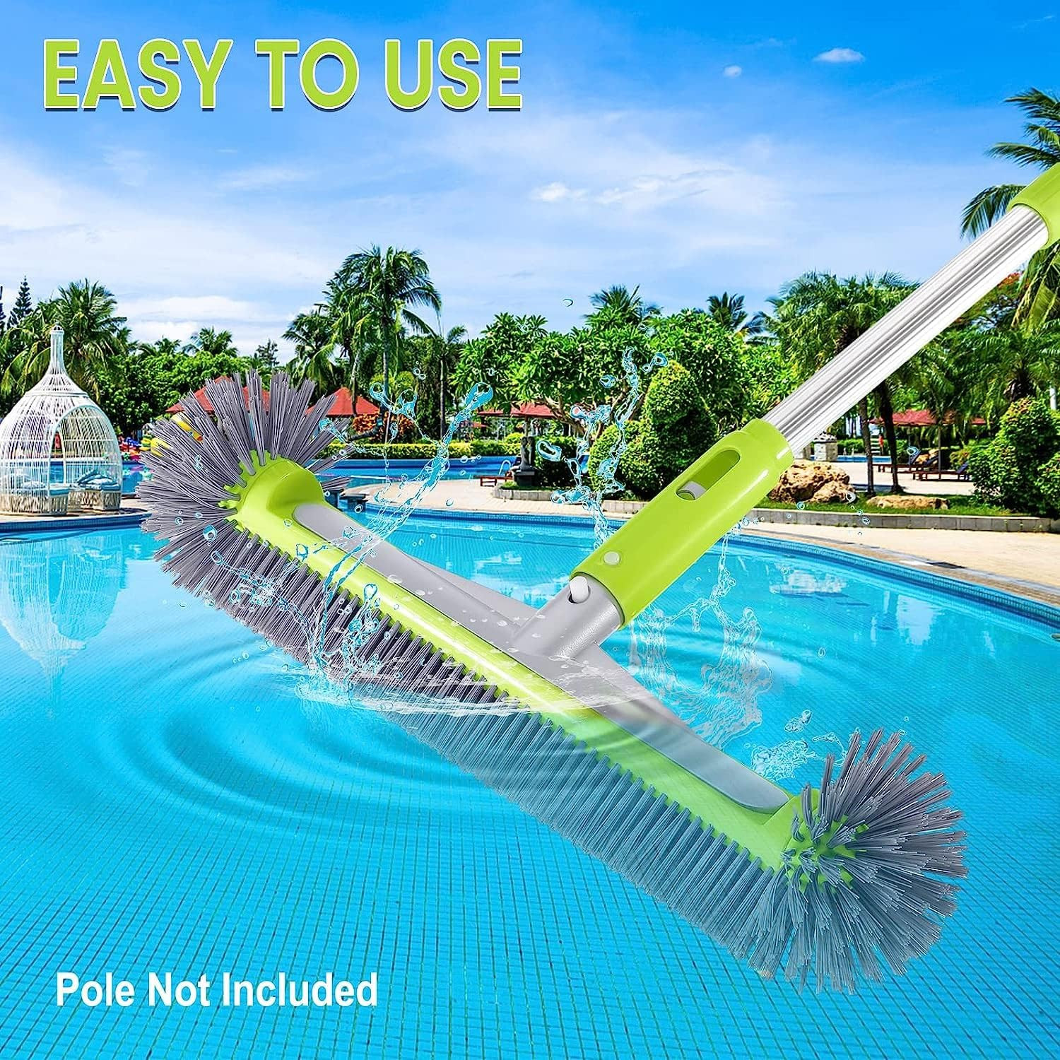 Professional Swimming Pool Brush Head with Round Ends,17.5&Prime; Heavy Duty Aluminum