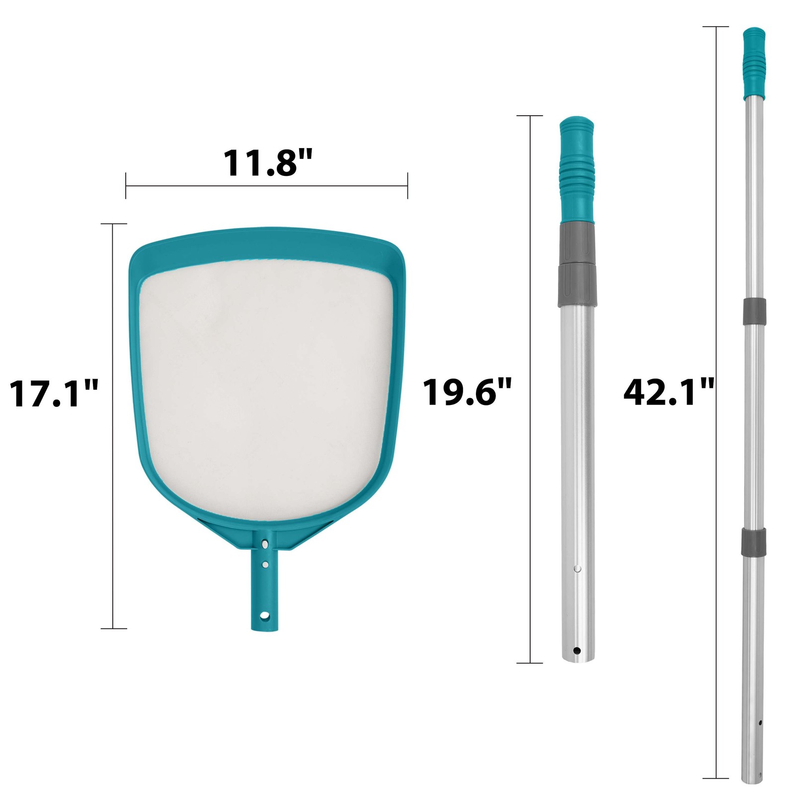 Teal & Gray Pool Skimmer Net with 42 inch Aluminum Pole