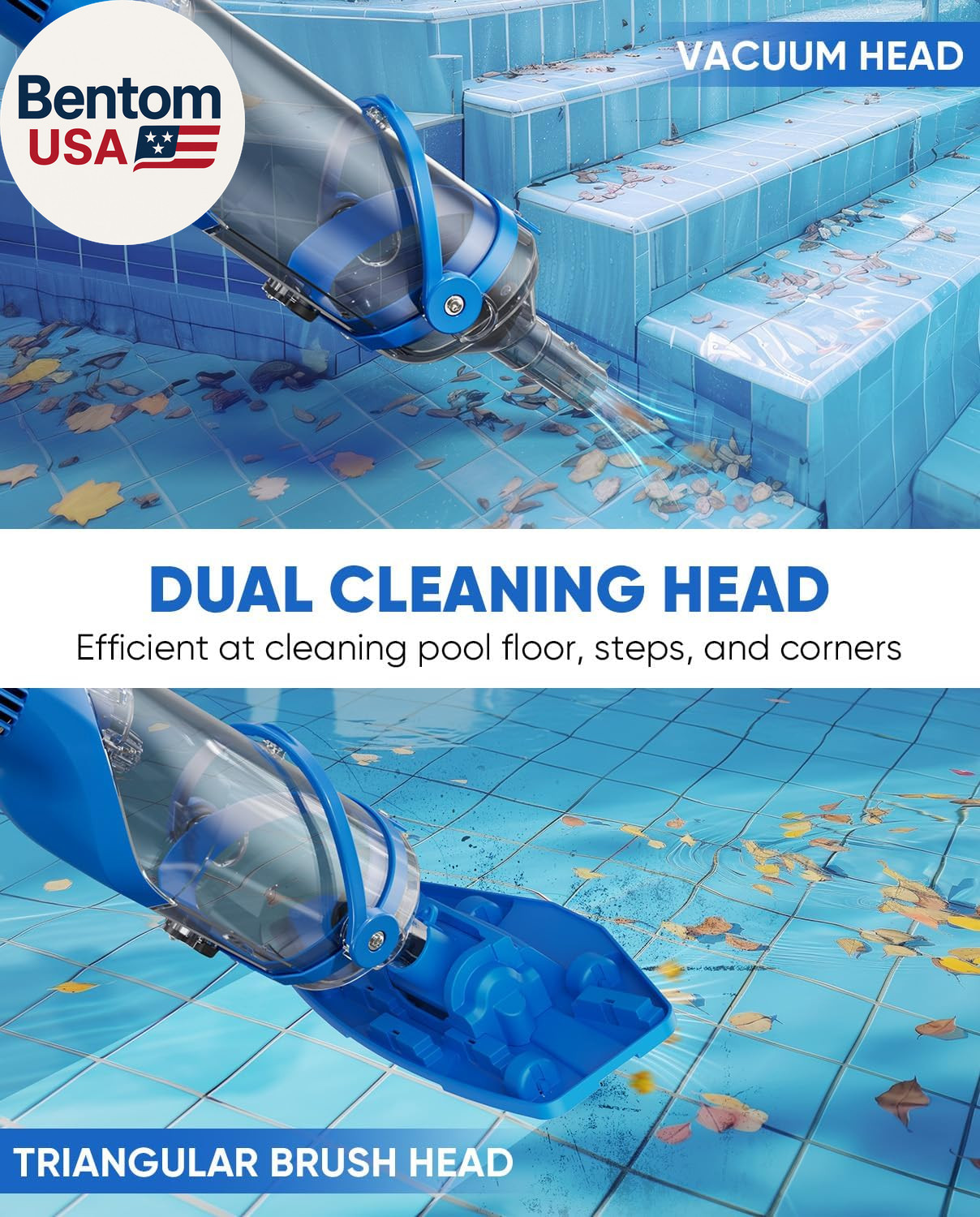 Cordless Pool Vacuum with Telescopic Pole, 18.5 GPM Powerful Suction, 1.5H Super
